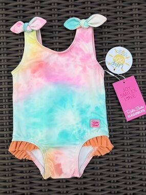 Ruffle Butts Kids Rainbow Tie-Dye One-Piece Swimsuit - 3-6 months - NWT